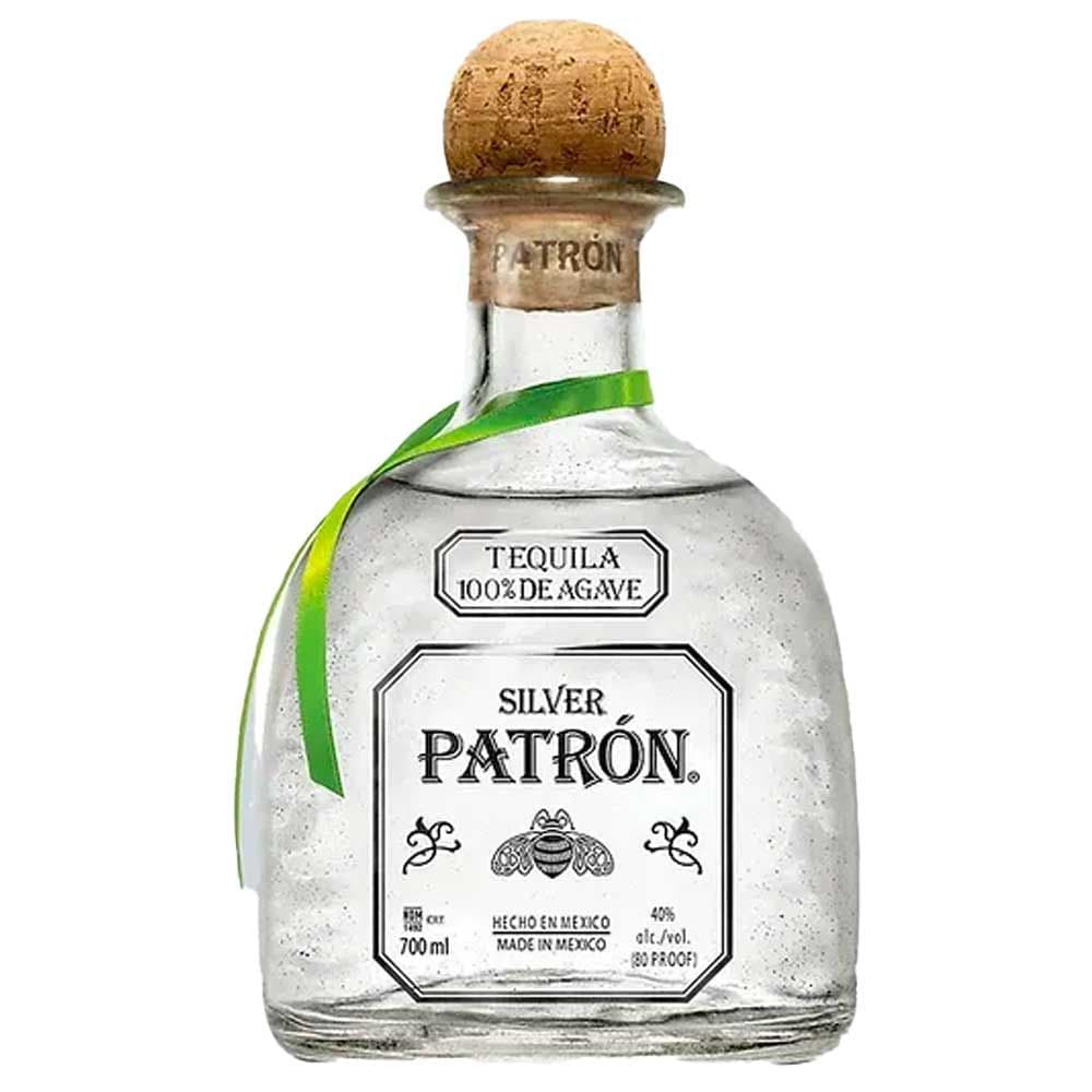 Patron Silver : Exceptional tequila made from premium Weber agave, distilled in small stills and aged in four types of casks, delivering notes of pineapple, vanilla, citrus, with a creamy, spicy finish.