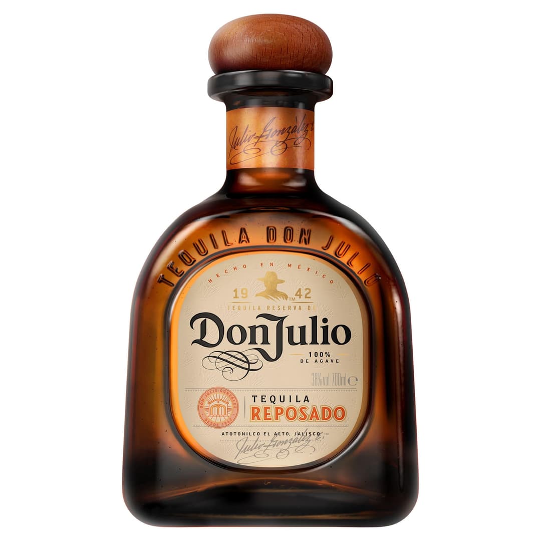 Don Julio Reposado : Aged 8 months in American white-oak barrels for a smooth, golden tequila with rich notes of citrus, spice, and oak. Best enjoyed in cocktails or on the rocks.