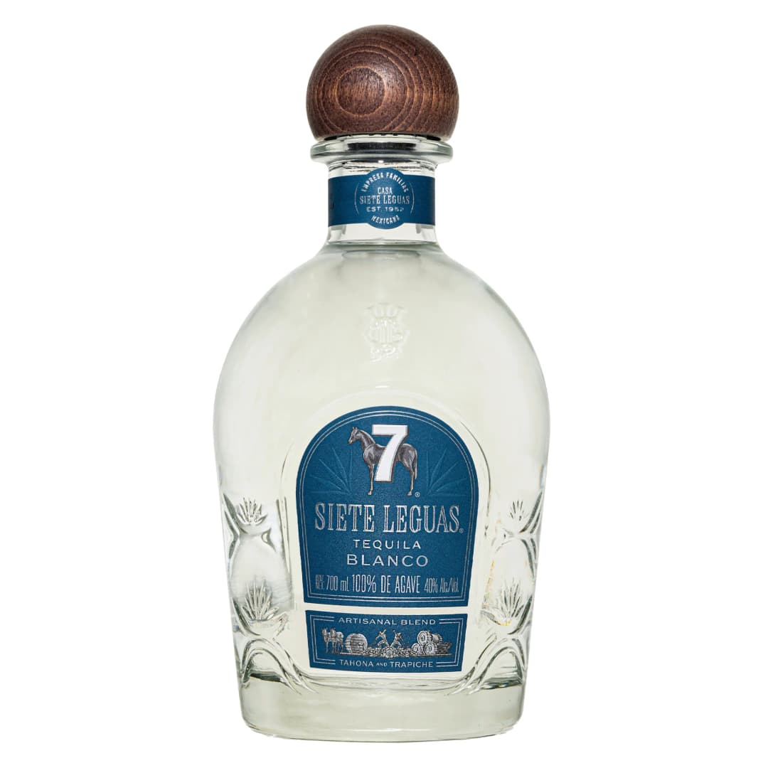 Siete Leguas Blanco : A spirited tequila with hints of silver and a powerful body that highlights the nature of the agave through its distinct trail of aromas and flavors. 