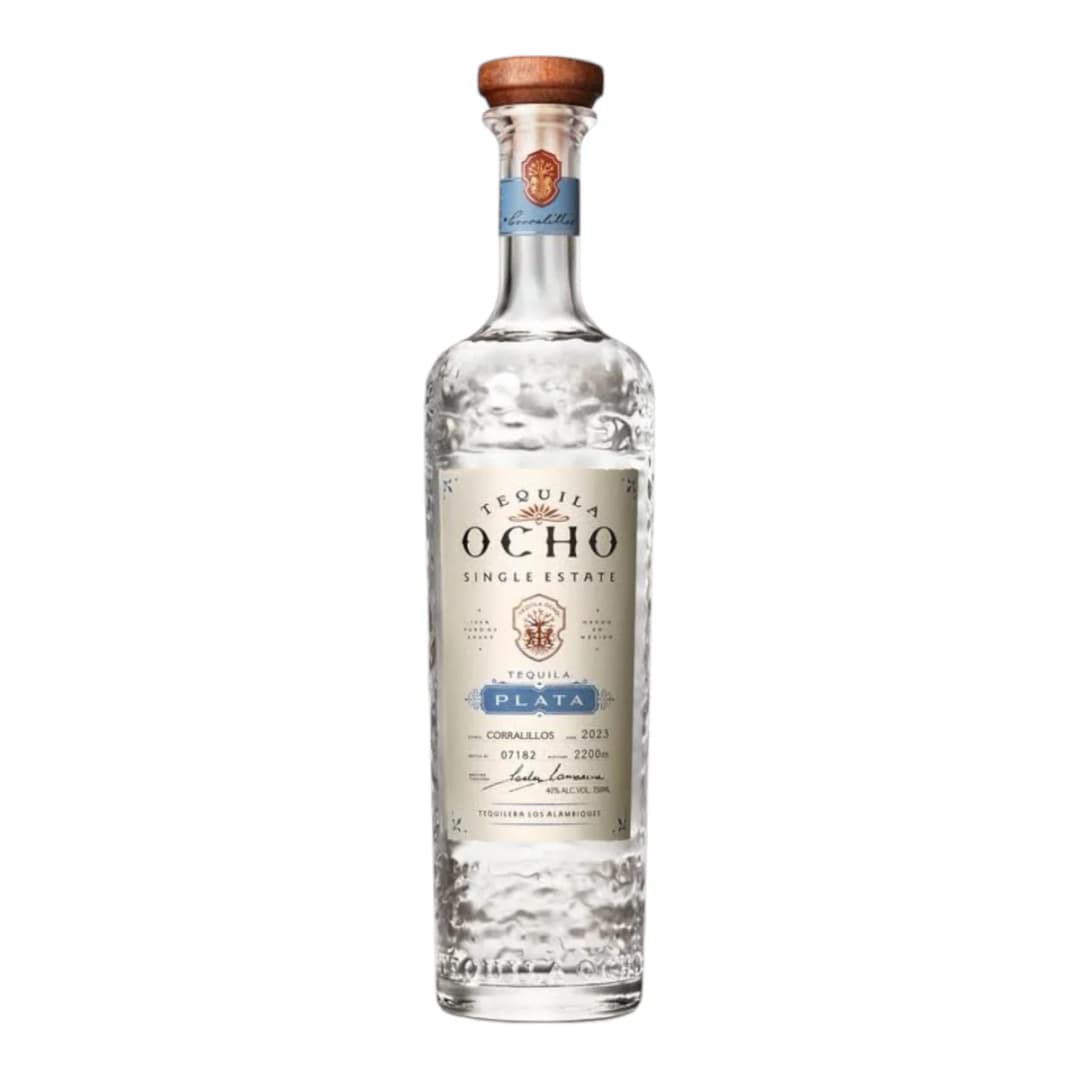 Ocho Plata : Ocho is a slowly crafted tequila using traditional methods, uniquely indicating the vintage and exact field origin of its agaves.