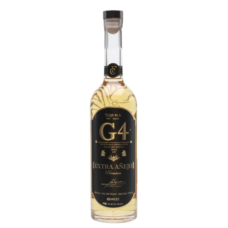 G4 Extra Añejo : Aged for three years in the same very old Tennessee whiskey barrels, our golden, delicious Extra Añejo takes G4 Blanco from youthful spirit to full grown wisdom. Silky and oaky, it’s a glorious kiss on the lips.