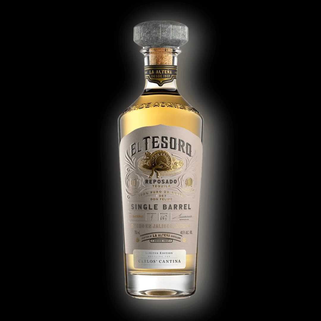 El Tesoro Reposado Tequila : Reposado tequila aged in American oak ex-bourbon barrels for nine to eleven months. This careful process creates a sweet and smoky flavor, with hints of vanilla and oak.