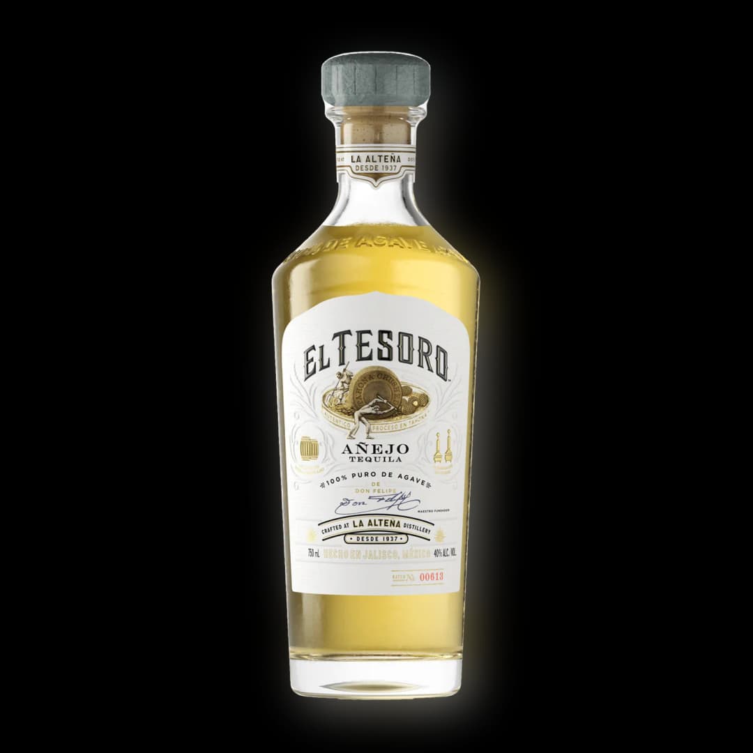 El Tesoro Añejo Tequila : Slowly aged Añejo tequila in American oak ex-bourbon barrels for two to three years. This aging process imparts a stronger influence of oak but still allows the spirit to maintain the complexion of agave.
